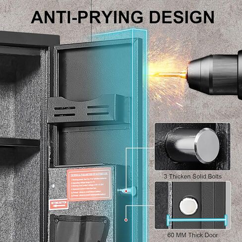3 Gun Safe, Gun Safe for Rifles and Pistols with 180° Full Access Door and Removable Shelf, No Assembly Dual Alarm System Gun Cabinet with Mute Mode, Quick Access Long Shotgun Safe with LED in Saudi Arabia