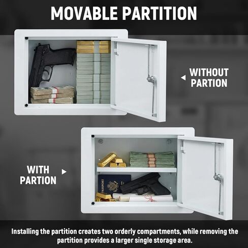 Zonon In-Wall Safe with Key Lock, Small In-Wall Hidden Safe Galvanized Steel Box Lockable Wall Compartment, Secure Storage for Money Jewelry Passports at Business or Home 15.7-inch Exterior Width in Saudi Arabia