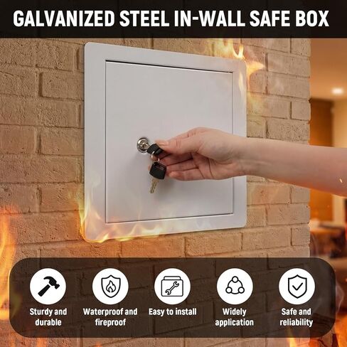 Zonon In-Wall Safe with Key Lock, Small In-Wall Hidden Safe Galvanized Steel Box Lockable Wall Compartment, Secure Storage for Money Jewelry Passports at Business or Home 15.7-inch Exterior Width in Saudi Arabia
