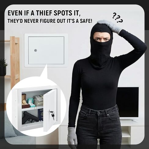 Zonon In-Wall Safe with Key Lock, Small In-Wall Hidden Safe Galvanized Steel Box Lockable Wall Compartment, Secure Storage for Money Jewelry Passports at Business or Home 15.7-inch Exterior Width in Saudi Arabia