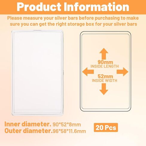 20 Pcs 10 oz Silver Bar Case Clear Acrylic Gold Bar Storage Box Container for 10 Ounce Silver Bars in Kuwait