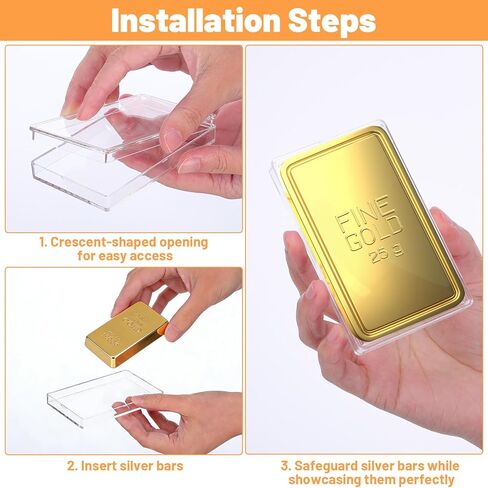 20 Pcs 10 oz Silver Bar Case Clear Acrylic Gold Bar Storage Box Container for 10 Ounce Silver Bars in Kuwait