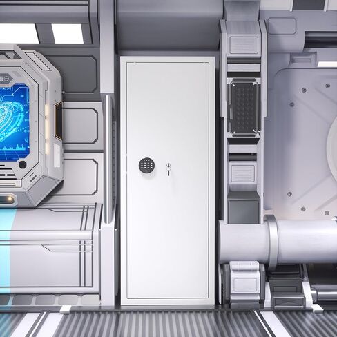 10-14 Gun Safe, Large Gun Safe for Home Rifle and Pistol, Biometric Fingerprint Fireproof Gun Cabinet, Locking Gun Safe with Shelves and Pockets, White in Kuwait