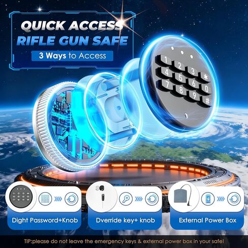 10-14 Gun Safe, Large Gun Safe for Home Rifle and Pistol, Biometric Fingerprint Fireproof Gun Cabinet, Locking Gun Safe with Shelves and Pockets, White in Kuwait