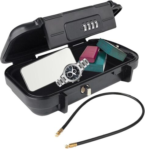 4-Digit Combination Mini Box for Travel Safe,Beach Safe for Valuables and Phone,Keep Your Money, Passport, and Earrings, Rings in our Small Box for Travel and Dorm Rooms(Black) in Kuwait