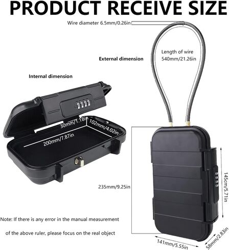 4-Digit Combination Mini Box for Travel Safe,Beach Safe for Valuables and Phone,Keep Your Money, Passport, and Earrings, Rings in our Small Box for Travel and Dorm Rooms(Black) in Kuwait