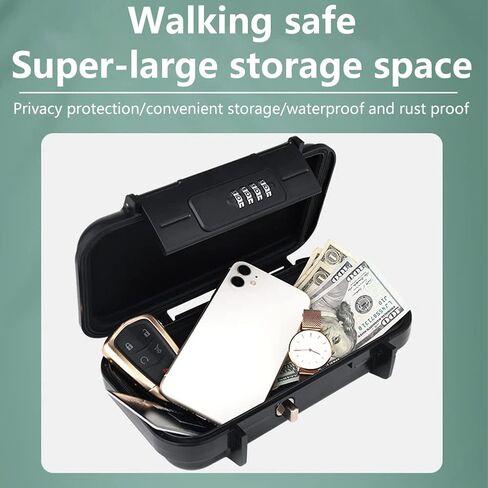 4-Digit Combination Mini Box for Travel Safe,Beach Safe for Valuables and Phone,Keep Your Money, Passport, and Earrings, Rings in our Small Box for Travel and Dorm Rooms(Black) in Kuwait