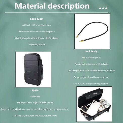 4-Digit Combination Mini Box for Travel Safe,Beach Safe for Valuables and Phone,Keep Your Money, Passport, and Earrings, Rings in our Small Box for Travel and Dorm Rooms(Black) in Kuwait