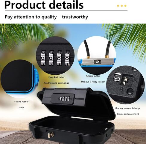 4-Digit Combination Mini Box for Travel Safe,Beach Safe for Valuables and Phone,Keep Your Money, Passport, and Earrings, Rings in our Small Box for Travel and Dorm Rooms(Black) in Kuwait