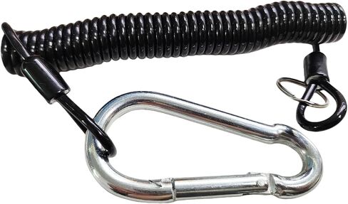 1Pcs Breakaway Trailer Cable, Brake Cable, RV Stainless Steel Coiled Wire, Heavy Duty Emergency Lanyard Extend to 8ft Coiled Safety Cables Strap for RV, Camper, Trailer (Black, 8 FT) in Kuwait