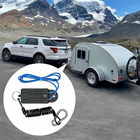 1Pcs Breakaway Trailer Cable, Brake Cable, RV Stainless Steel Coiled Wire, Heavy Duty Emergency Lanyard Extend to 8ft Coiled Safety Cables Strap for RV, Camper, Trailer (Black, 8 FT) in Kuwait