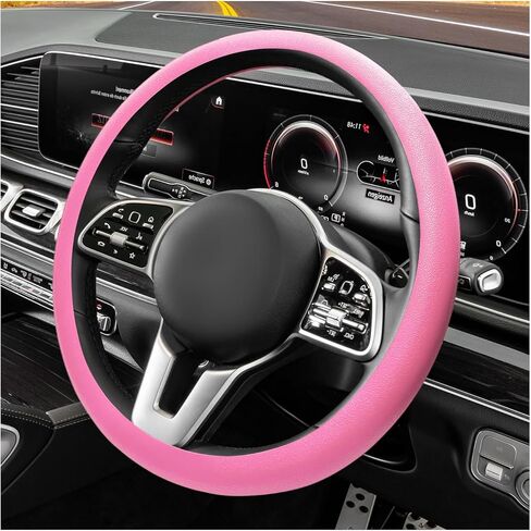 Car Silicone Steering Wheel Cover, Non-Slip Soft Steering Wheel Protective Cover, Stretchy Enhanced Control Protector for 13-15 inch Steering Wheels, Car Accessories (Gray) in Saudi Arabia