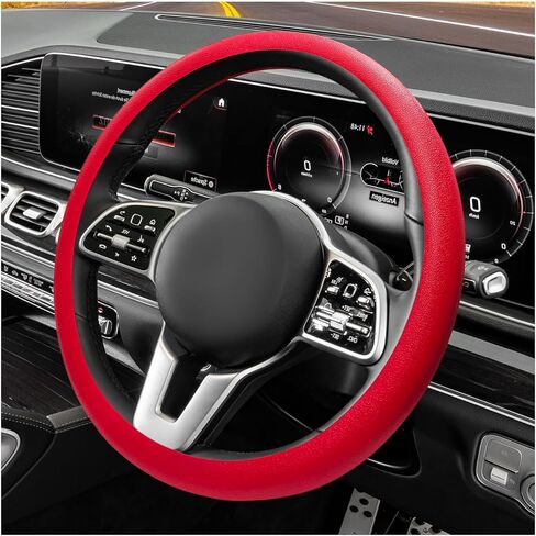 Car Silicone Steering Wheel Cover, Non-Slip Soft Steering Wheel Protective Cover, Stretchy Enhanced Control Protector for 13-15 inch Steering Wheels, Car Accessories (Gray) in Saudi Arabia