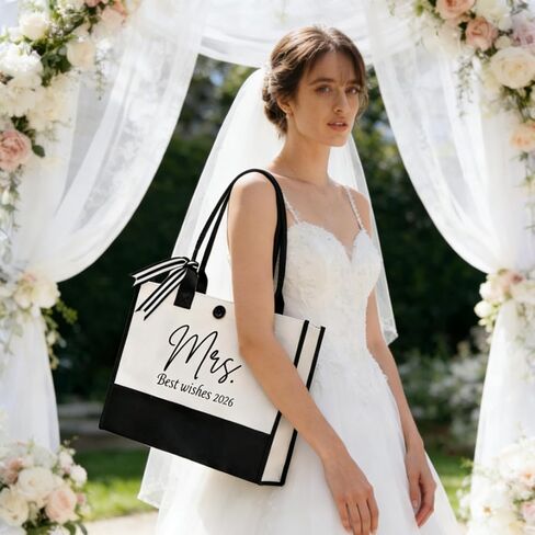 Mrs Canvas Tote Bag - Bridal Shower Wedding Gift Bride to Be, Bachelorette Party Engagement Gift in Saudi Arabia