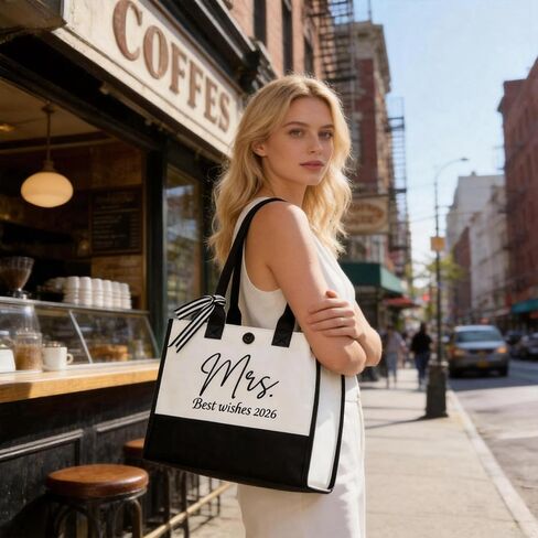 Mrs Canvas Tote Bag - Bridal Shower Wedding Gift Bride to Be, Bachelorette Party Engagement Gift in Saudi Arabia