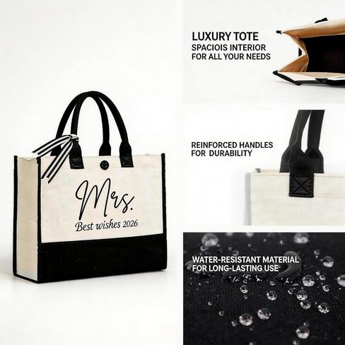 Mrs Canvas Tote Bag - Bridal Shower Wedding Gift Bride to Be, Bachelorette Party Engagement Gift in Saudi Arabia