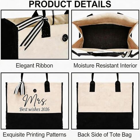 Mrs Canvas Tote Bag - Bridal Shower Wedding Gift Bride to Be, Bachelorette Party Engagement Gift in Saudi Arabia