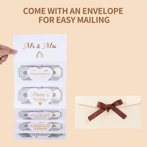 HOMANGA Wedding Money Card, Wedding Card for Cash Gifts, Weddings Money Holder, Wedding's Cards for Bride and Groom (Mr. & Mrs.) in Kuwait