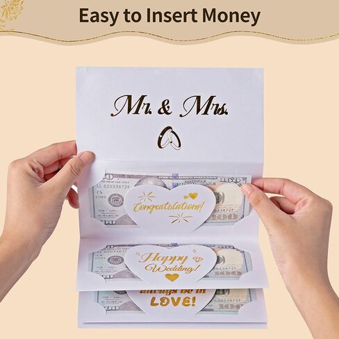 HOMANGA Wedding Money Card, Wedding Card for Cash Gifts, Weddings Money Holder, Wedding's Cards for Bride and Groom (Mr. & Mrs.) in Kuwait