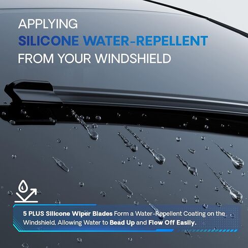 5 PLUS® LotusEffect Silicone Wiper Blades 24 and 16 inch windshield wiper blades, Automotive Replacement Windshield Wipers With Water Repellent- 5 Plus Silicone Windshield Wiper Blades For My Car in Kuwait