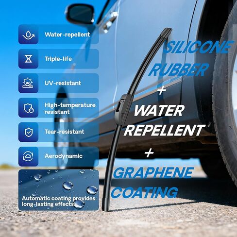 5 PLUS® LotusEffect Silicone Wiper Blades 24 and 16 inch windshield wiper blades, Automotive Replacement Windshield Wipers With Water Repellent- 5 Plus Silicone Windshield Wiper Blades For My Car in Kuwait