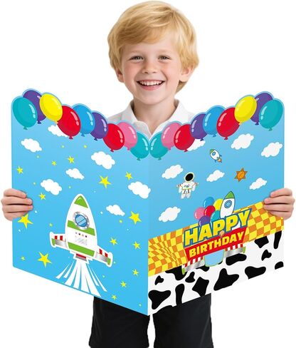 بطاقة عيد ميلاد عملاقة من كارتون ستوري، كتاب الضيوف العملاق، 13.7 × 21.6 بوصة، بطاقة عيد ميلاد كبيرة عملاقة، مناسبة لمستلزمات الحفلات ذات الطابع الخاص باللعبة، بما في ذلك المغلف (أبيض) in Kuwait