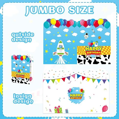 بطاقة عيد ميلاد عملاقة من كارتون ستوري، كتاب الضيوف العملاق، 13.7 × 21.6 بوصة، بطاقة عيد ميلاد كبيرة عملاقة، مناسبة لمستلزمات الحفلات ذات الطابع الخاص باللعبة، بما في ذلك المغلف (أبيض) in Kuwait