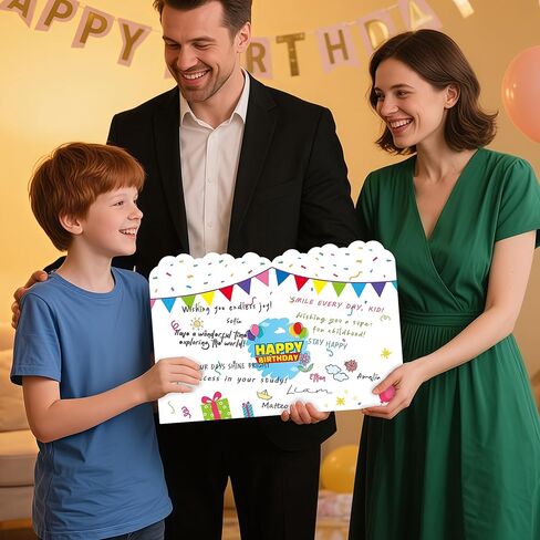 بطاقة عيد ميلاد عملاقة من كارتون ستوري، كتاب الضيوف العملاق، 13.7 × 21.6 بوصة، بطاقة عيد ميلاد كبيرة عملاقة، مناسبة لمستلزمات الحفلات ذات الطابع الخاص باللعبة، بما في ذلك المغلف (أبيض) in Kuwait