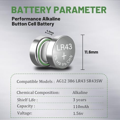 50 حزمة 386 بطاريات LR43 AG12 SR43SW L1142 SR43 301 186 1.55V بطارية خلية زر لميزان الحرارة in Kuwait