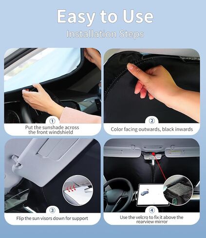 Custom-Fit for Cadillac Windshield Sun Shade, Car Sunshade Cover UV Block Car Front Window with Foldable Sun Shade Cover Cool Protection Visor,Designed for Cadillac Accessories (for Cadillac XT6) in Kuwait