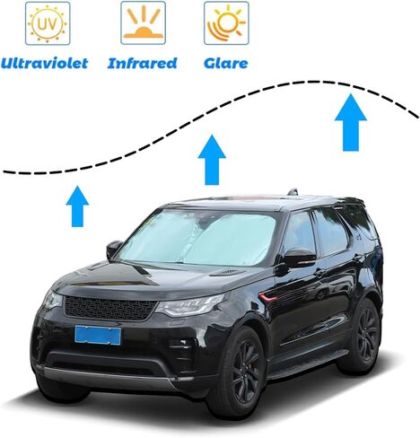 مظلة شمسية للزجاج الأمامي للسيارة قابلة للطي لسيارة Land Rover Discovery 5 LR5 L462 2017-2024 مظلة شمسية لنافذة السيارة الأمامية والحماية الداخلية من الشمس للشمس والحرارة والأشعة فوق البنفسجية (مظلة زجاجية أمامية طراز B) in Saudi Arabia