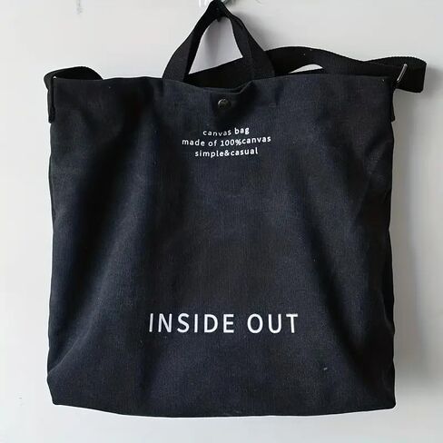 Large Capacity Spacious Tote Bag With Alphabet Print, Casual Trendy Handbag with Zipper Closure, Suitable for Women Commuting, Shopping, Travel - Black in Saudi Arabia