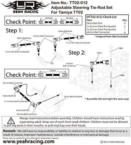 Yeah Racing Adjustable Steering Tie-Rod Set For Tamiya TT02 #TT02-012 in Kuwait