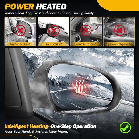 Black Side Mirror Compatible with Volkswagen Jetta 2005 2006 2007 2008 2009 2010, W/Turn Signal Light/Heated/Manual Folding/Power Glass Door Mirror Replace#VW1321122 861033(7pins,Right Passenger) in Kuwait