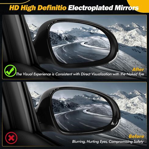 Black Side Mirror Compatible with Volkswagen Jetta 2005 2006 2007 2008 2009 2010, W/Turn Signal Light/Heated/Manual Folding/Power Glass Door Mirror Replace#VW1321122 861033(7pins,Right Passenger) in Kuwait