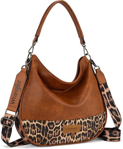 حقائب رانجلر هوبو من الجلد النباتي الناعم متوسطة الحجم ومحافظ كتف بشريط قطني مخطط مع أحزمة كروس in Kuwait