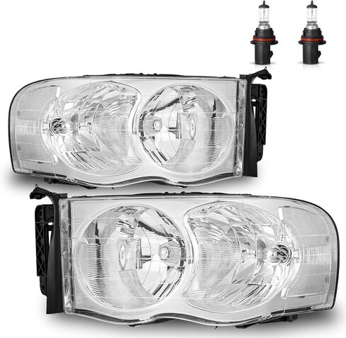 مجموعة المصابيح الأمامية لـ 02-05 دودج رام 1500 لـ 03-05 دودج رام 2500/3500 استبدال المصابيح الأمامية أسود الإسكان سائق وجانب الركاب in Kuwait