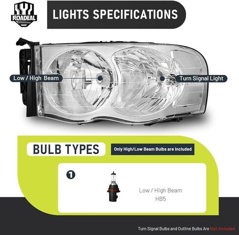 مجموعة المصابيح الأمامية لـ 02-05 دودج رام 1500 لـ 03-05 دودج رام 2500/3500 استبدال المصابيح الأمامية أسود الإسكان سائق وجانب الركاب in Kuwait