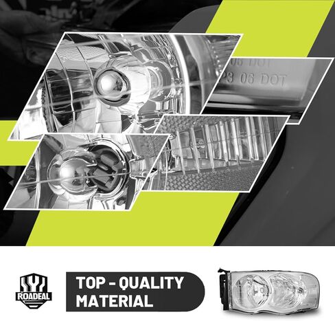 مجموعة المصابيح الأمامية لـ 02-05 دودج رام 1500 لـ 03-05 دودج رام 2500/3500 استبدال المصابيح الأمامية أسود الإسكان سائق وجانب الركاب in Kuwait