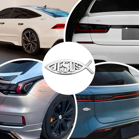 3 Pcs 3D Metal Jesus Christian Fish Decal Stickers, Self-Adhesive Scratch-Resistant Decals for Car Exterior, Trunk & SUV, Weatherproof Religious Exterior Decoration (Silver1) in Saudi Arabia