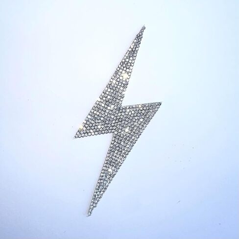 Bling Lightning Bolt Rhinestones Decal, Sparkling Bedazzled Waterproof Crystal Anti-Scratch Sticker 5'' Height in Kuwait