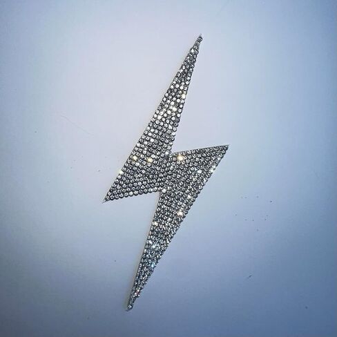 Bling Lightning Bolt Rhinestones Decal, Sparkling Bedazzled Waterproof Crystal Anti-Scratch Sticker 5'' Height in Kuwait