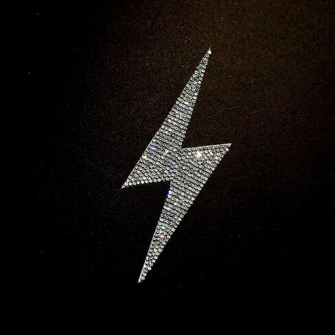 Bling Lightning Bolt Rhinestones Decal, Sparkling Bedazzled Waterproof Crystal Anti-Scratch Sticker 5'' Height in Kuwait