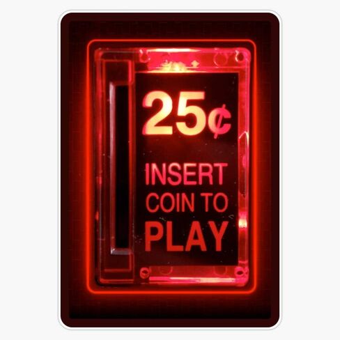 Insert Coin Retro Arcade Bumper Sticker Window Vinyl Decal 5 inch (KRIS-RETRO-STICKERS-283) in Saudi Arabia