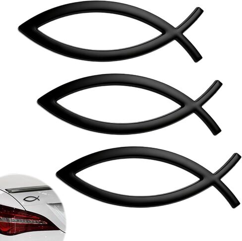 3 Pcs 3D Metal Jesus Christian Fish Decal Stickers, Self-Adhesive Scratch-Resistant Decals for Car Exterior, Trunk & SUV, Weatherproof Religious Exterior Decoration (Silver1) in Saudi Arabia