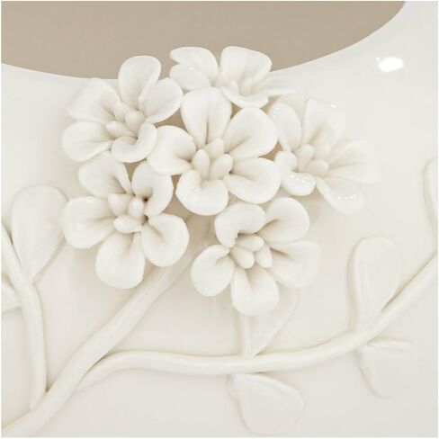 Bloomer 8 3/4" Wide White Glazed Floral Cottage Core Decorative Vase - Dahlia Studios in Saudi Arabia