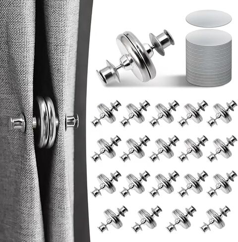 Curtain Magnets, Kaluofan 20Pairs Curtain Magnets Closure with 20Pairs Self-Adhesive Patch, Magnetic Curtain Clips Prevent Light Leaking, Keep Curtain Closed for Home Bedroom Bathroom Office Draperies in Kuwait