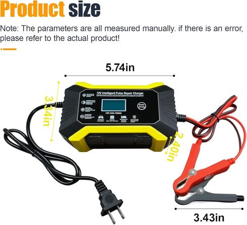 Car Battery Charger, 12V 6A Automatic Smart Battery Trickle Charger with LCD Display, Battery Maintainer Desulfator with Temperature Compensation, Universal for Car, Truck, SUV RV, Boat in Kuwait