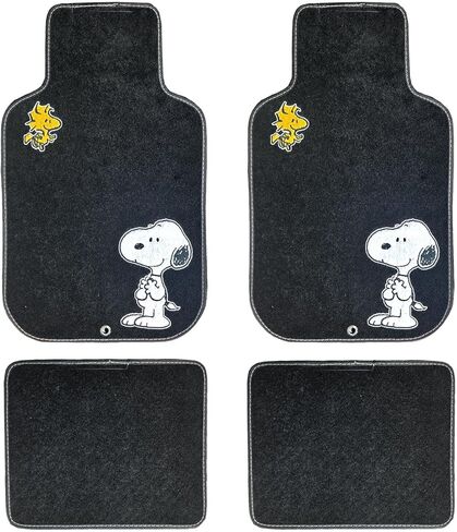 Peanuts Snoopy and Woodstock Car Floor Mats Set of 5 - Embroidered Carpet Front & Rear Universal Fit Non-Slip Mats with Air Freshener for Cars, SUVs, Trucks in Saudi Arabia