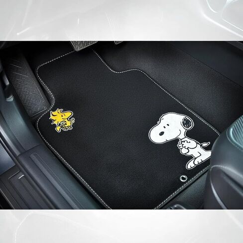 Peanuts Snoopy and Woodstock Car Floor Mats Set of 5 - Embroidered Carpet Front & Rear Universal Fit Non-Slip Mats with Air Freshener for Cars, SUVs, Trucks in Saudi Arabia